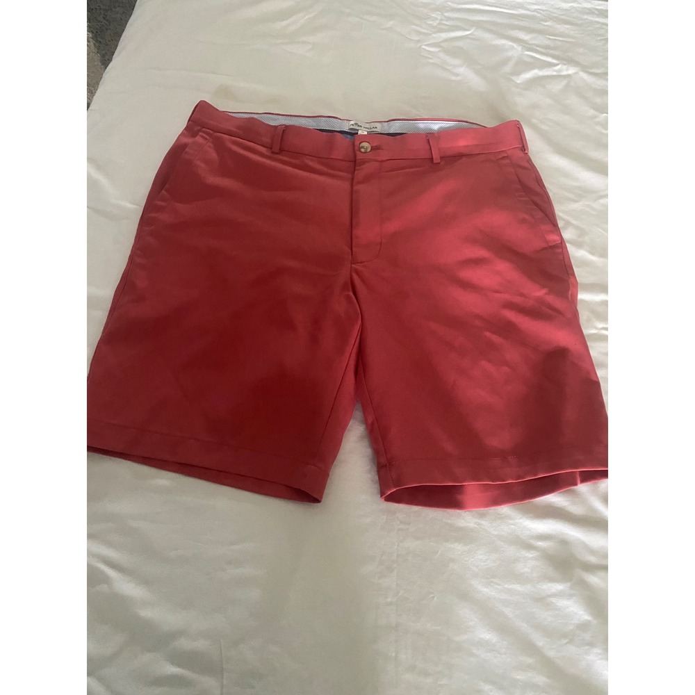 Peter Millar Crown Mens Red Coral Flat Front Golf Shorts Size‎ 35 Thai Made